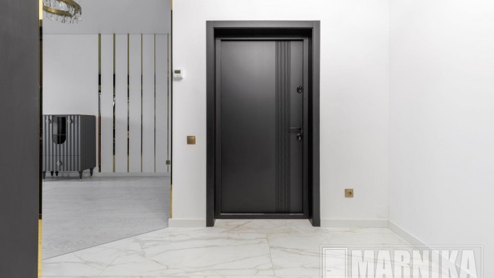 Элегантное сочетание чёрного и золота: входная и межкомнатные двери